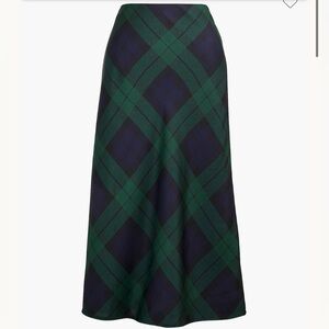 J. Crew Green and Navy Plaid A-Line Skirt